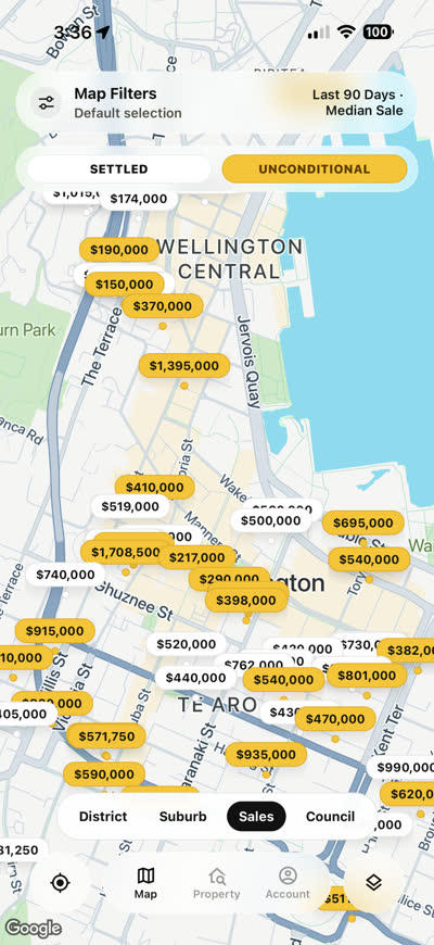 Settled and unconditional sales across Wellington